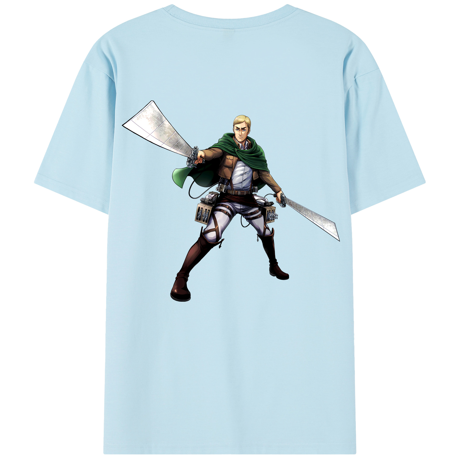 （画像用） 進撃の巨人 エルヴィン・スミス Attack on Titan Erwin Smith 綿100％半袖Tシャツ（背面プリント）